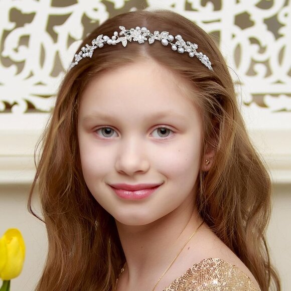 Bridal Crystal Pearl Headband Bohemian Wedding Hair Accessories for Bride main image 5